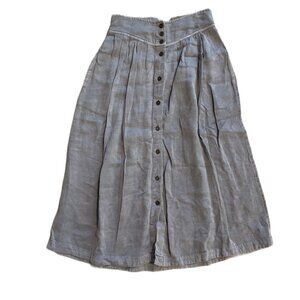 FREE PEOPLE || Gray A-Line Button Down Midi Skirt